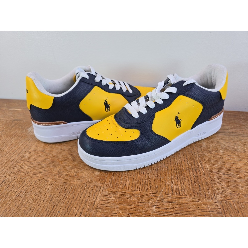 Polo Ralph Lauren Men's Masters Court Leather Sneaker Navy / Gold Size 9.5
